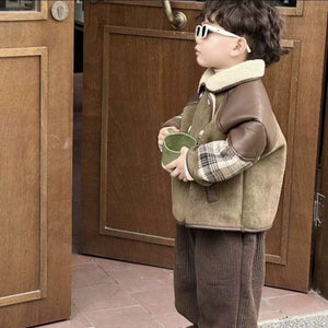 Boy’s Alpaca Wool Jacket + Velvet Pants Set