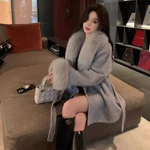 Slowly Moon Shadow Cashmere Raccoon Fur Coat
