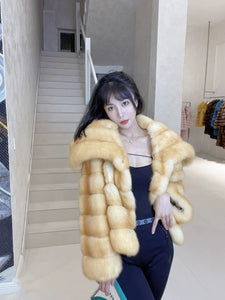 Youth Style Eco Fox Fur Coat