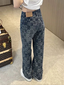 High-Waist Printed Wide-Leg Fashion Pants