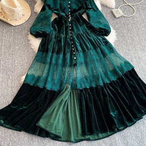 Vintage French Velvet Long Dress
