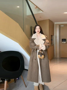 Suede lamb cashmere winter coat