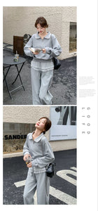 Casual chic lace sweatshirt & wide-leg pants set