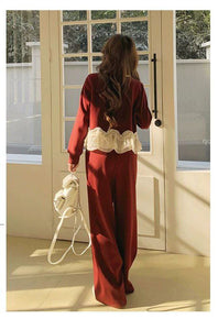 Trendy two-piece A-line lace suit