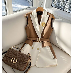 Brown patchwork blazer