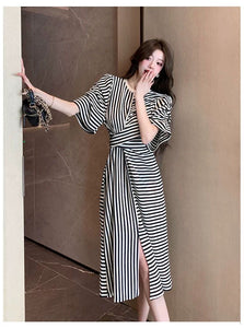 French striped summer dress
