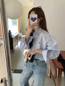 Striped layered French blouse