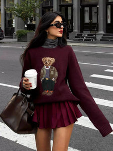 Cartoon bear knit sweater