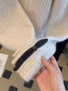 Off-shoulder colorblock sweater