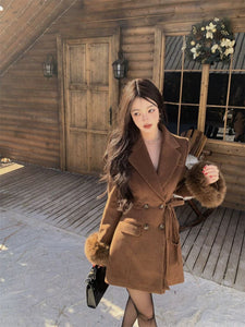 Wool double-breasted coat