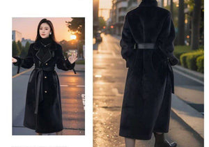 Tmall Women’s Mink Fur Winter Coat, Long Luxury Suede & Fur