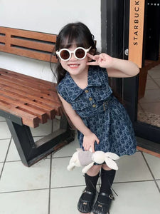 Kids’ Korean Style Denim Shirt Dress Sleeveless Summer Look