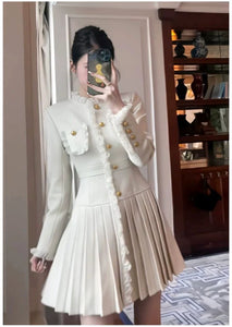 Luxury Pleated Winter Dress – Celebrity Style, High-End Elegance