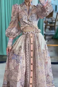 Luxury Australian Cotton-Linen Set – Beaded Top & Long Skirt