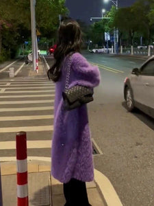Korean Lazy-Style Knit Cardigan – Loose Fit, Light Purple Spring Mood