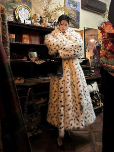 Winter 2024 Statement Coat – Faux Fox Fur with Chic Leopard Print by FANSS