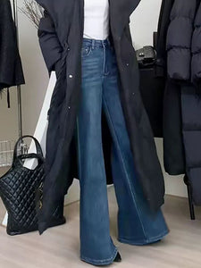 Vintage Blue Wide-Leg Jeans – High-Waisted, Pear-Shaped Fit for Summer