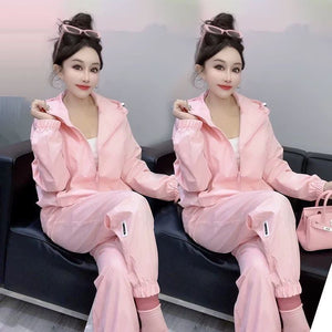 Quick-Dry Sun Protection Set – Korean-Style Hoodie Top & Open-Leg Pants