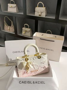 CAEISL&KCIEL Luxury Bow Handbag – Lightweight Gradient Mini Square Design, Large Capacity