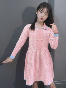 Korean-Style Princess Dress Set for Little Girls – Cozy Knit Skirt & Elegant Outfit