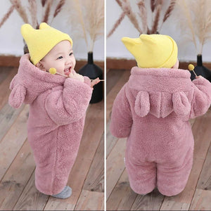 Padded Bear-Head Jumpsuit – Thick Lined Cozy Suit