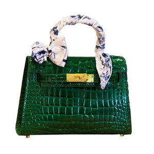 Croc-Style Kelly Bag – Genuine Leather