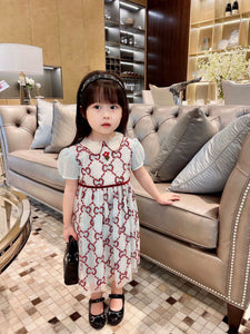 Elegant Embroidered Princess Dress – Puff Sleeves & Doll Collar
