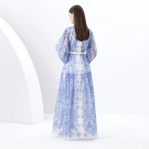 Retro Long Dress Set – Printed, Flowy & Elegant