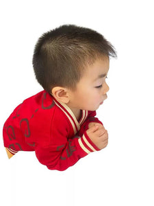 Hohoto Boys’ Red Cotton Cardigan – Limited Spring/Fall