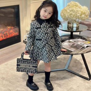 Girls’ Chanel-Style 2-Piece Outfit – Jacket + Pleated Skirt