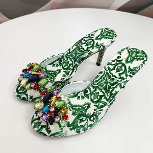 D’s High Heel Rhinestone Sandals