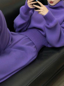 2025 Korean Style Casual Purple Two-Piece Suit for Women
