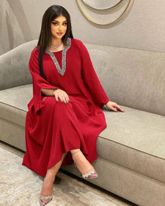 Hot Diamond Dress Hand-Embroidered with Large Beads Ethnic Style
