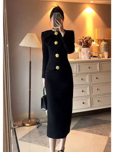 Qianjin Xiaoshan Style Black Dress
