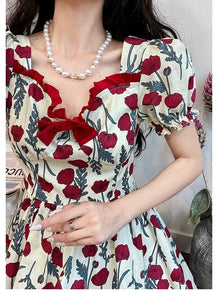 Beautiful French-Style Summer Blossom Dress