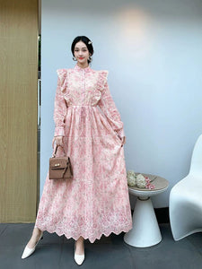 Elegant Retro French-Style Embroidered Dress