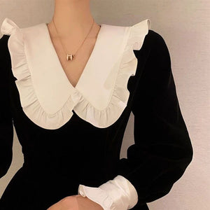 Velvet Doll-Collar A-Line Dress