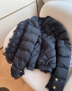 Women Cotton Jacket with French Black Lace