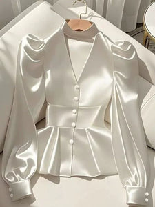French Spring Satin Blouse