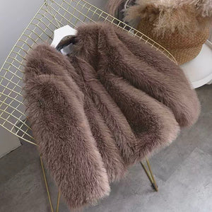 Women's Short Faux Fox Fur Coat — Korean Style Winter Jacket