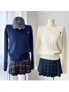 Retro Knit V-Neck Sweater