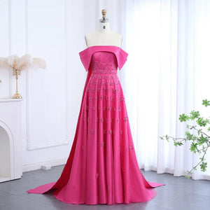 Luxury One-Shoulder Satin Evening Dress – High Waist Elegant Gown