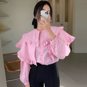Korean Style Loose Layered Puff Sleeve Blouse