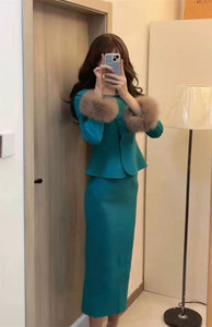 High-Quality Two-Piece Women's Fur Sleeve Set