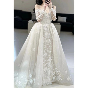 French One-Shoulder Mermaid Wedding Dress with Satin Fishtail – 2025 Collection