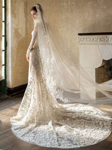 High-Quality French Lace One-Shoulder Mermaid Wedding Dress