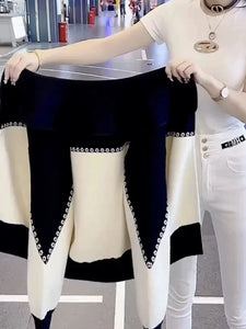 Women’s Short Wool Jacket with Contrasting Colors & Double-Sided Sailor Collar – Spring/Autumn