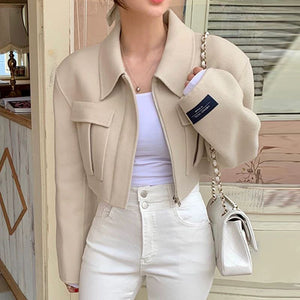 Women’s Korean Style Loose Short Wool Coat – Autumn/Winter