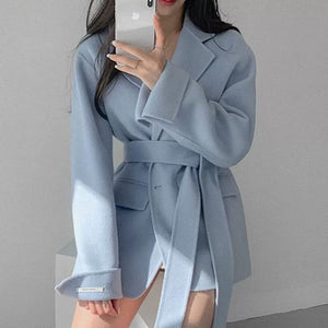 Women’s Slim Korean Style Wool Coat – Autumn with French Flair