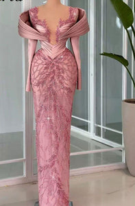Pink long slim dress